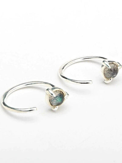 Bonnie Labradorite Huggie Hoops - 925 Sterling SilverBackUpItemsBirthstone EarringsLunai Jewelry