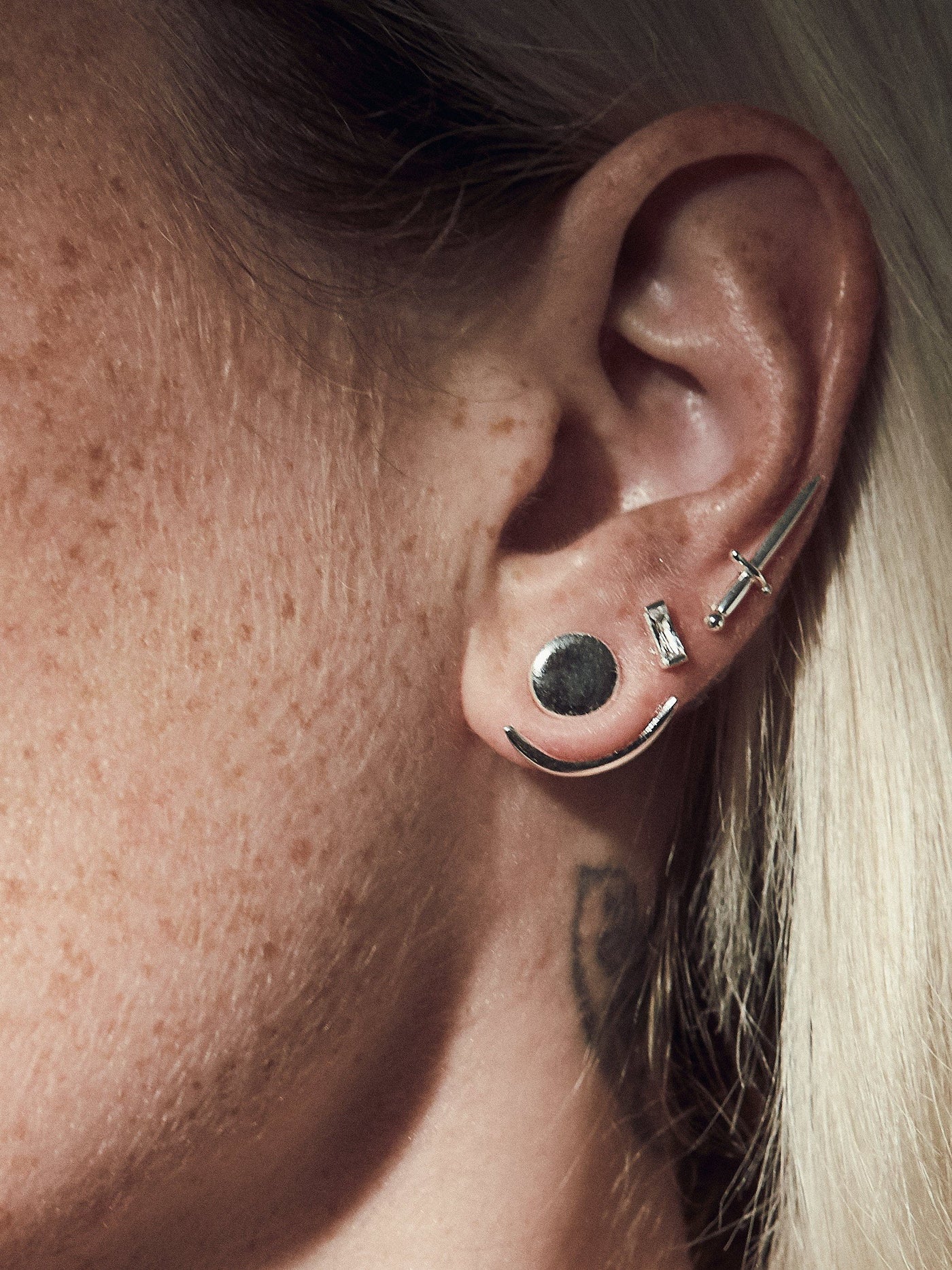 Moon Phase Earrings - Ear Jacket earrings - Front Back Earrings - Floating Earring -  Celestial Jewelry Earring - EJK008