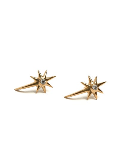 Starburst Earrings - Star Stud Earrings - Bridesmaid Gift - Minimalist Earrings - Tiny Star Earrings - Celestial Earrings - STD095 - 925 Sterling SilverWhite ZirconALLBackUpItemsLunai Jewelry