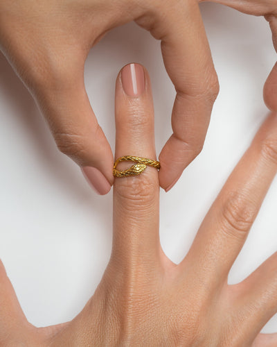 Gold Snake Ring Wrap Adjustable Ring - Open band Snakes Ring
