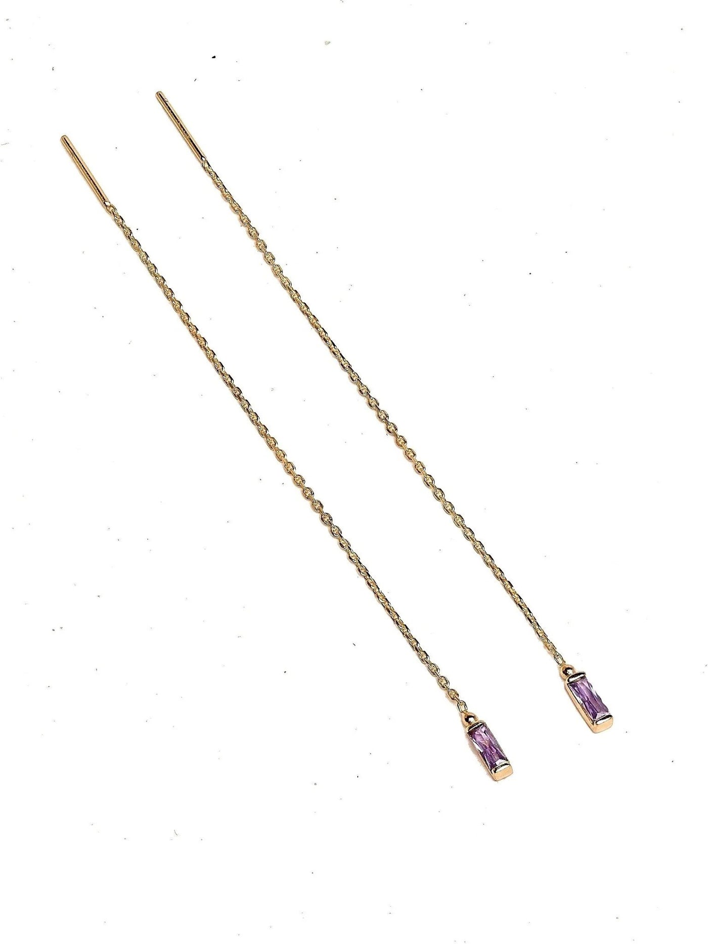 Jillian Threader Earrings - 18K Rose Gold PlatedAmethystBackUpItemsChain Drop EarringsLunai Jewelry