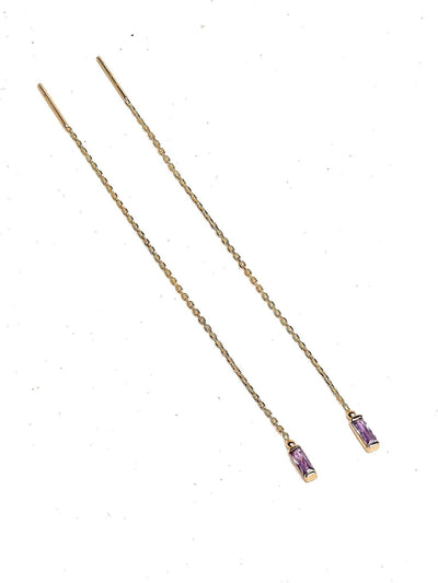 Jillian Threader Earrings - 18K Rose Gold PlatedAmethystBackUpItemsChain Drop EarringsLunai Jewelry