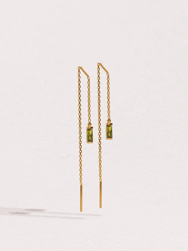 Jillian Threader Earrings - 24K Gold PlatedOlive PeridotBackUpItemsChain Drop EarringsLunai Jewelry