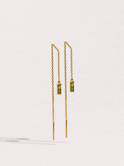Jillian Threader Earrings - 24K Gold PlatedOlive PeridotBackUpItemsChain Drop EarringsLunai Jewelry