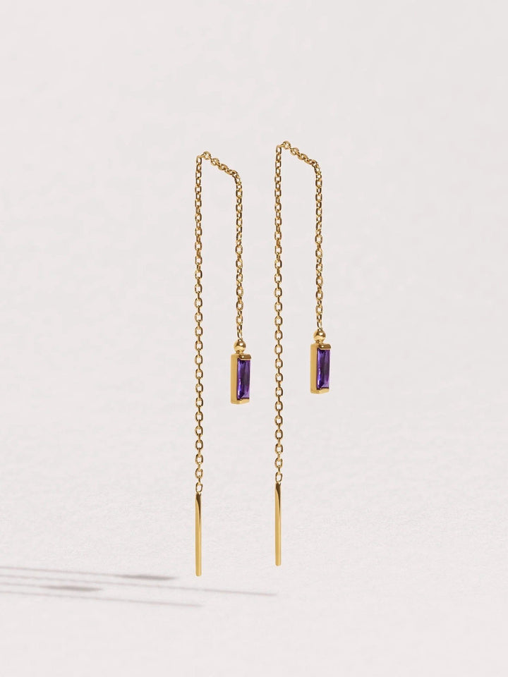 Jillian Threader Earrings - 24K Gold PlatedWhite ZirconBackUpItemsChain Drop EarringsLunai Jewelry