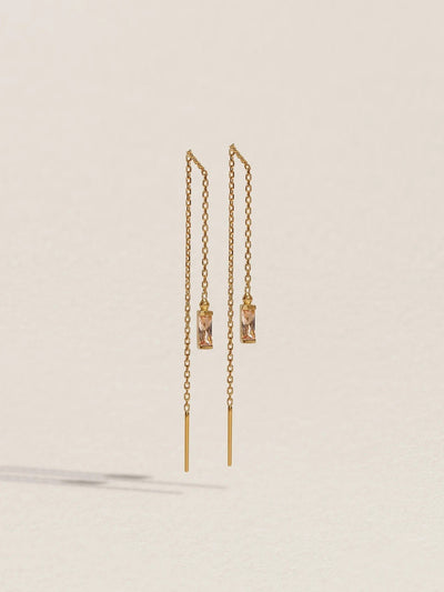 Jillian Threader Earrings - 24K Gold PlatedDark ChampagneBackUpItemsChain Drop EarringsLunai Jewelry
