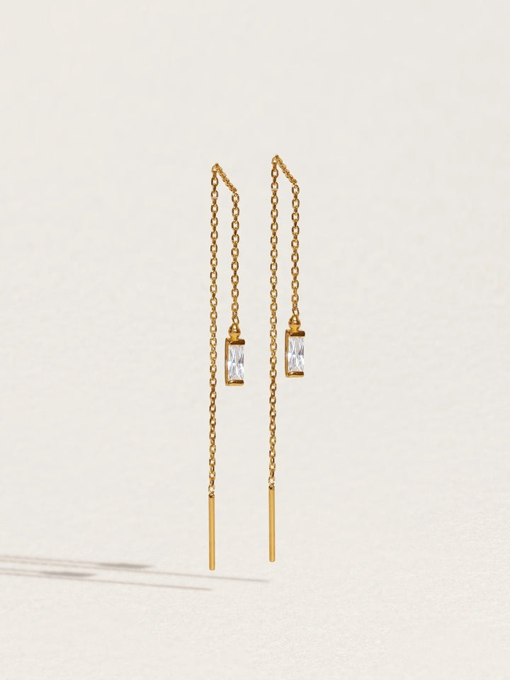 Jillian Threader Earrings - 24K Gold PlatedWhite ZirconBackUpItemsChain Drop EarringsLunai Jewelry