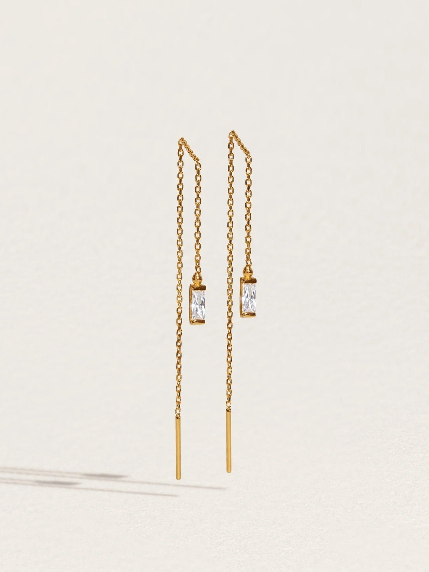 Jillian Threader Earrings - 24K Gold PlatedWhite ZirconBackUpItemsChain Drop EarringsLunai Jewelry