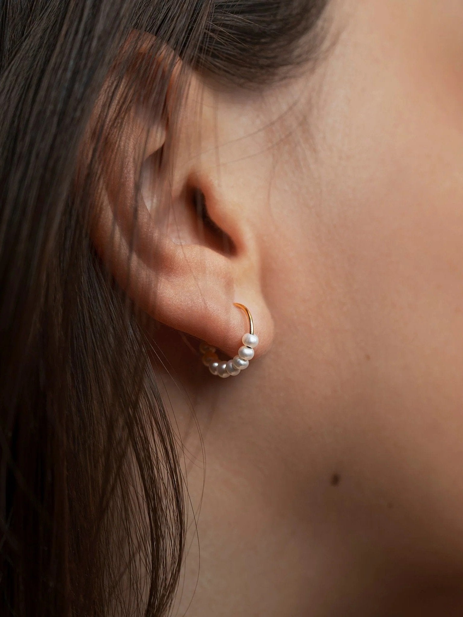 Justine Pearl Hoop Earrings - 14K Gold FilledBackUpItemsBirthstone EarringsLunai Jewelry