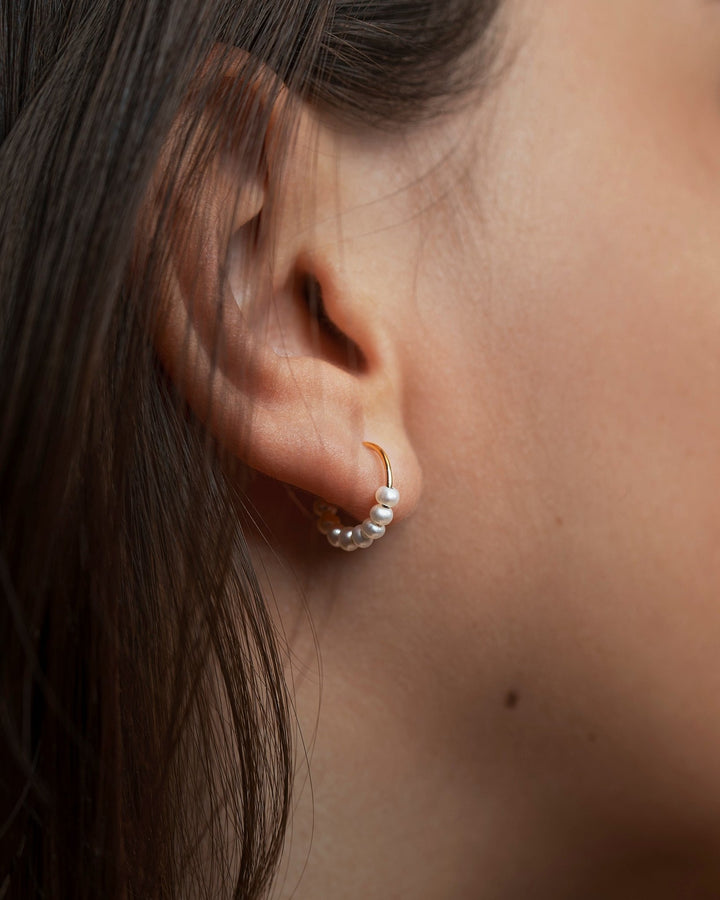 Justine Pearl Hoop Earrings - 14K Gold FilledBackUpItemsBirthstone EarringsLunai Jewelry
