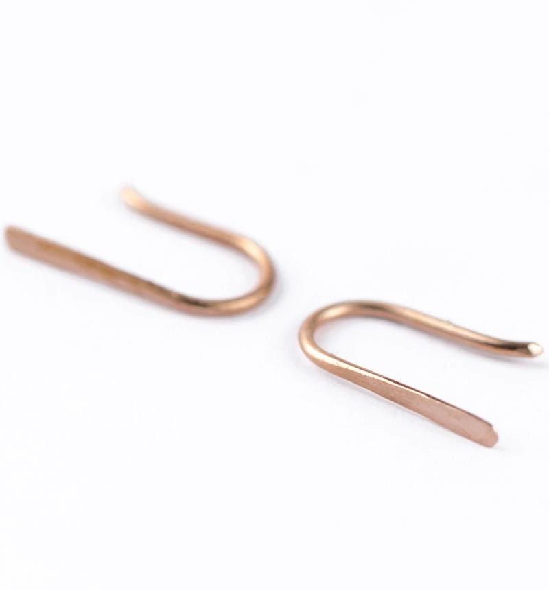 Lean Ear Climbers Line Earrings - 18K Rose Gold MatteBackUpItemsBobby Pin EarringLunai Jewelry