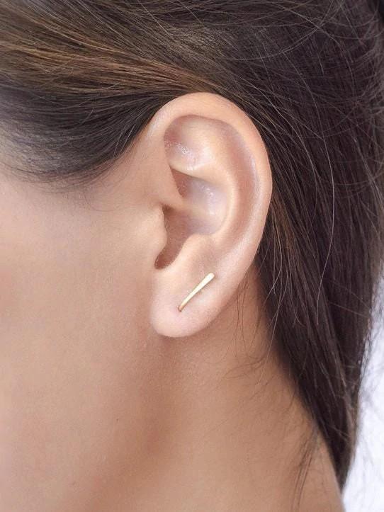 Lean Ear Climbers Line Earrings - 24K Gold MatteBackUpItemsBobby Pin EarringLunai Jewelry