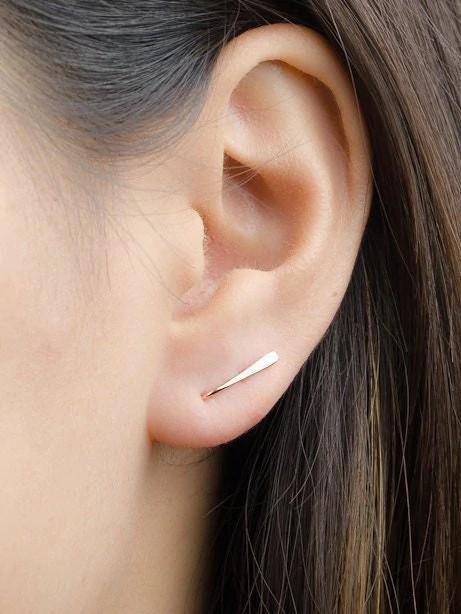 Lean Ear Climbers Line Earrings - 24K Gold PlatedBackUpItemsBobby Pin EarringLunai Jewelry