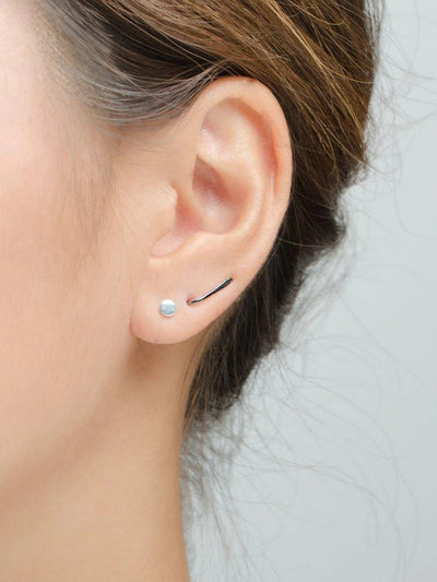 Lean Ear Climbers Line Earrings - 925 Silver RutheniumBackUpItemsBobby Pin EarringLunai Jewelry