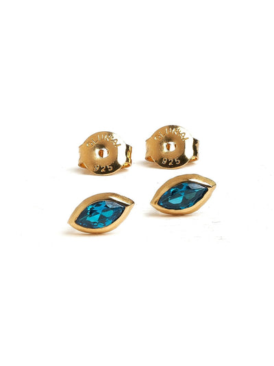 Leota Marquise Blue Topaz Gold Earrings - Blue Topaz Zirconbest selling itemsbirthstone earringsLunai Jewelry