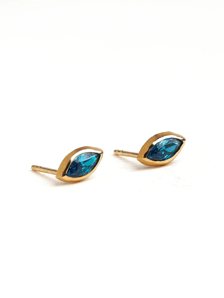 Leota Marquise Blue Topaz Gold Earrings - Blue Topaz Zirconbest selling itemsbirthstone earringsLunai Jewelry