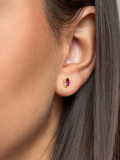 Leota Marquise Blue Topaz Gold Earrings - Ruby Zirconbest selling itemsbirthstone earringsLunai Jewelry