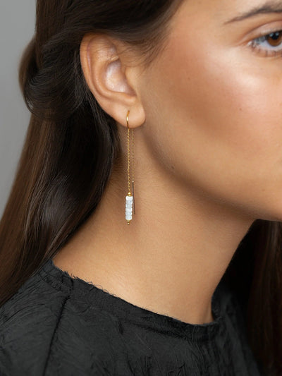 Lilly Mother of Pearl Shell Earrings - cartilage earringsChain earringsLunai Jewelry