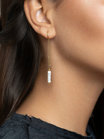 Lilly Mother of Pearl Shell Earrings - cartilage earringsChain earringsLunai Jewelry