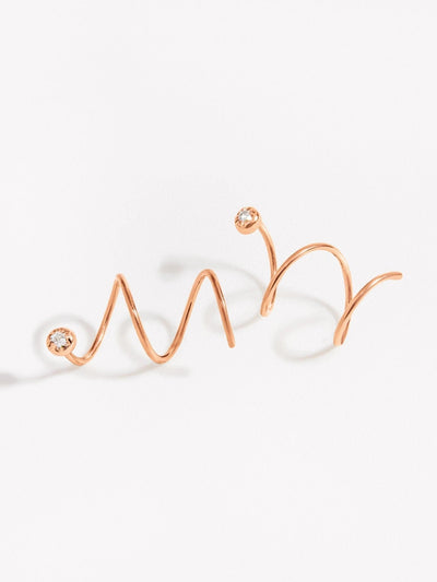 Liria Spiral Earrings - Pair18K Rose Gold Plated• Stone: 2mm White Zircon.BackUpItemsBirthstone EarringsLunai Jewelry
