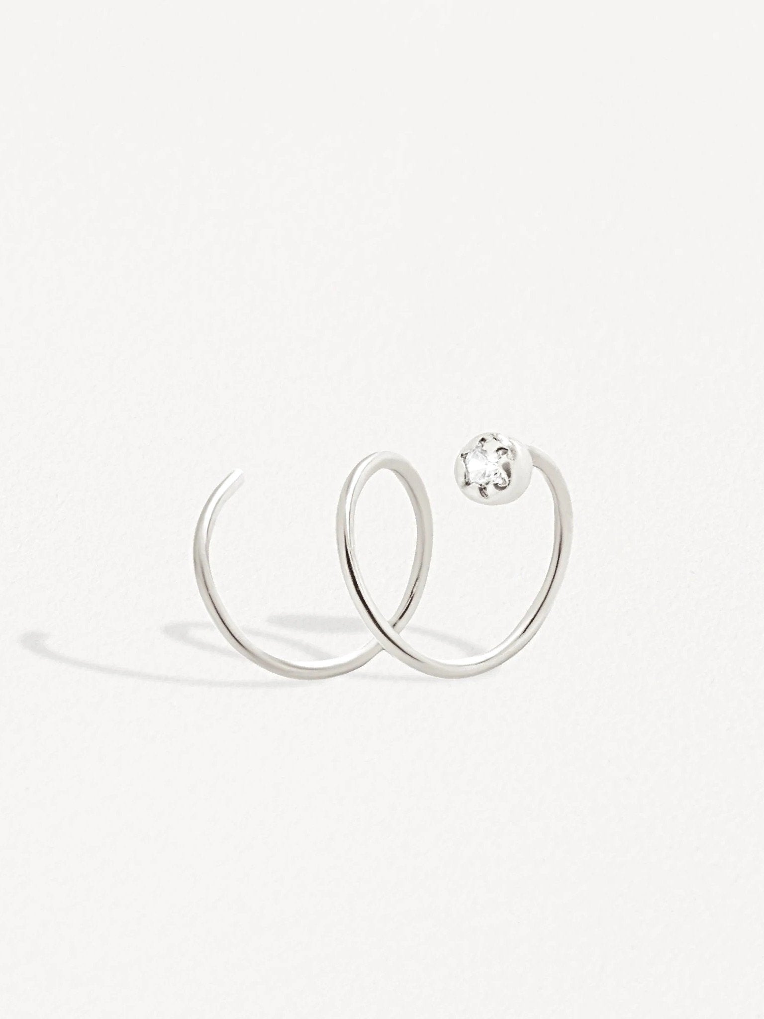 Liria Spiral Earrings - Pair925 Sterling Silver• Stone: 2mm White Zircon.BackUpItemsBirthstone EarringsLunai Jewelry