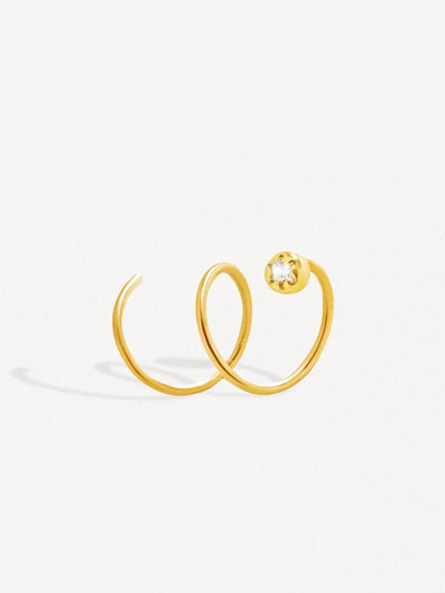 Liria Spiral Earrings - Pair925 Sterling Silver• Stone: 2mm White Zircon.BackUpItemsBirthstone EarringsLunai Jewelry