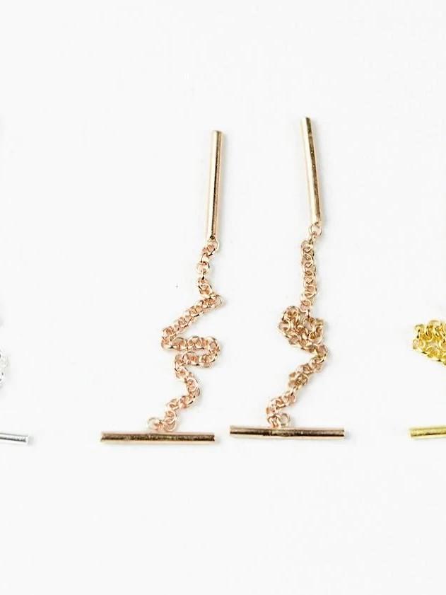 Lodas Small Bar Threader Earrings - 18K Rose Gold PlatedBackUpItemsBridal JewelryLunai Jewelry