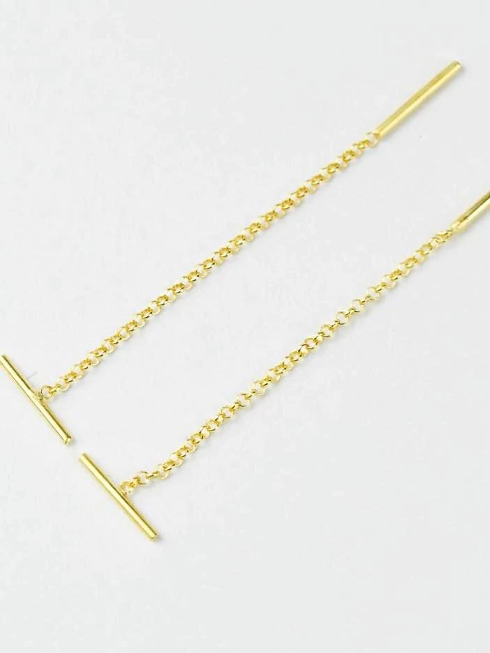 Lodas Small Bar Threader Earrings - 24K Gold PlatedBackUpItemsBridal JewelryLunai Jewelry
