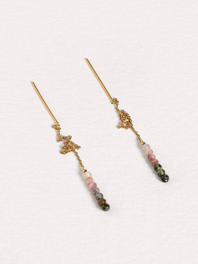 Luvia Chain Stone Earrings - 1.Tourmaline105MMchain earringscolorfull earringsLunai Jewelry