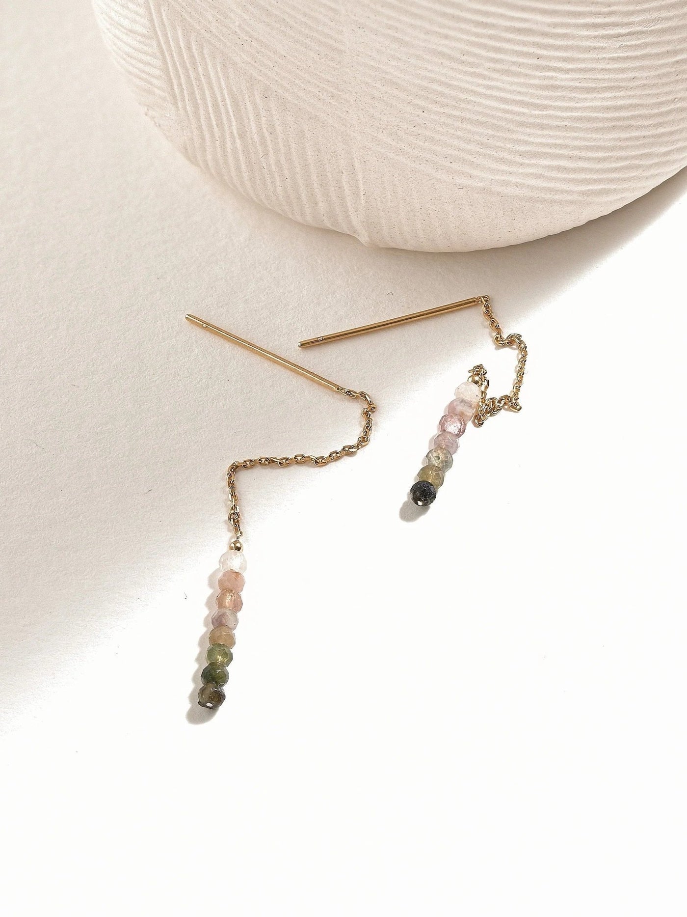 Luvia Chain Stone Earrings - 1.Tourmaline80MMchain earringscolorfull earringsLunai Jewelry
