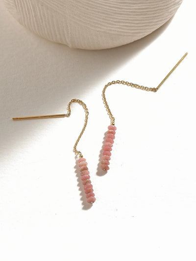 Luvia Chain Stone Earrings - 3. Rhodonite105MMchain earringscolorfull earringsLunai Jewelry