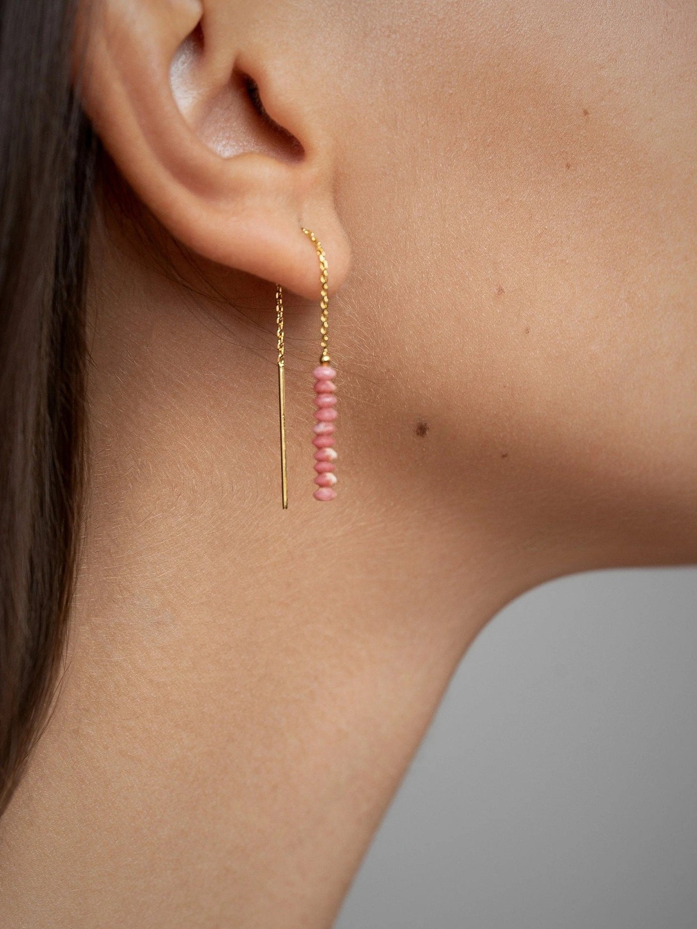 Luvia Chain Stone Earrings - 3. Rhodonite80MMchain earringscolorfull earringsLunai Jewelry