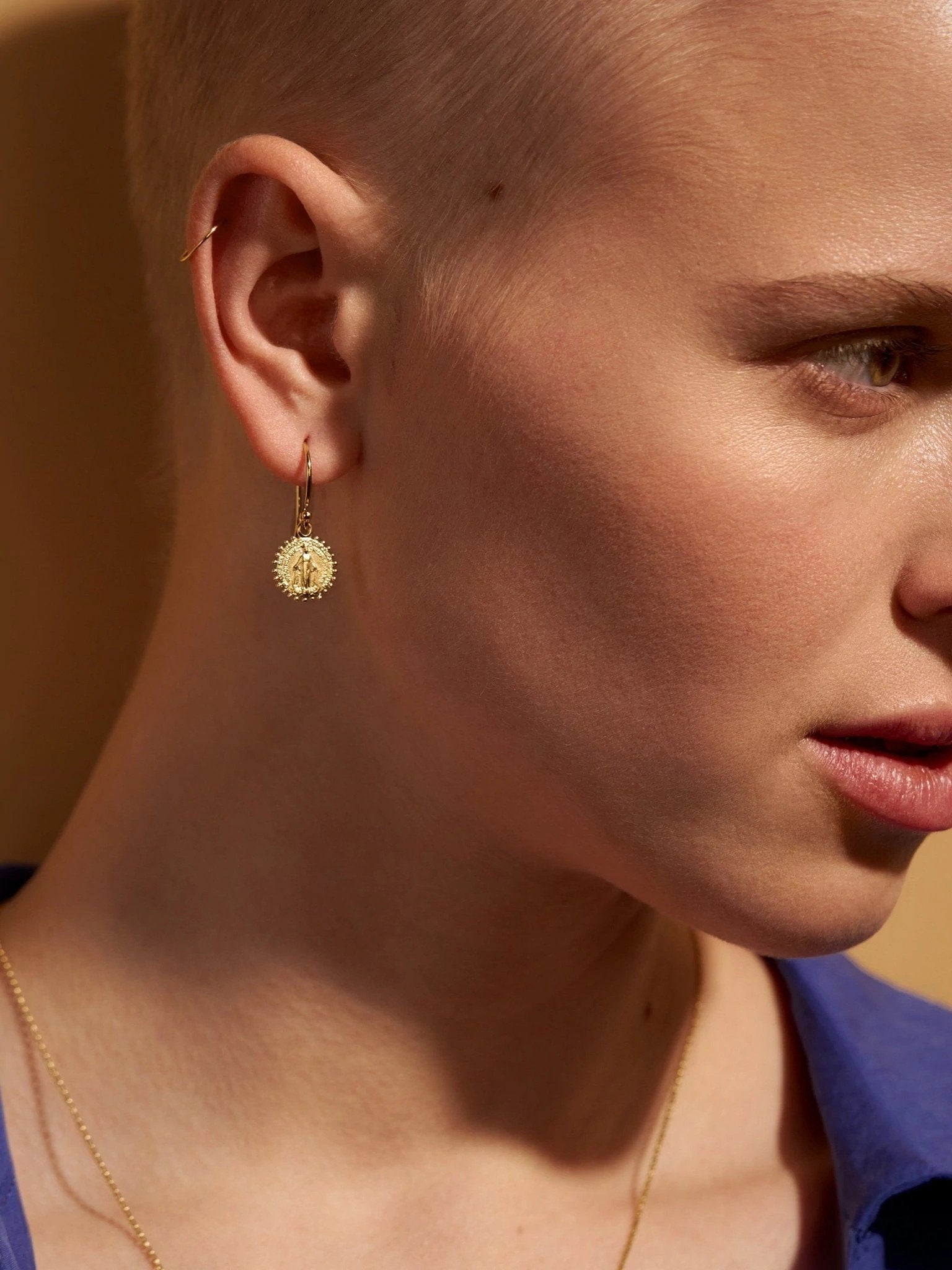 Maria Medallion Dangle Earrings - 24K Gold PlatedBackUpItemsCatholic JewelryLunai Jewelry