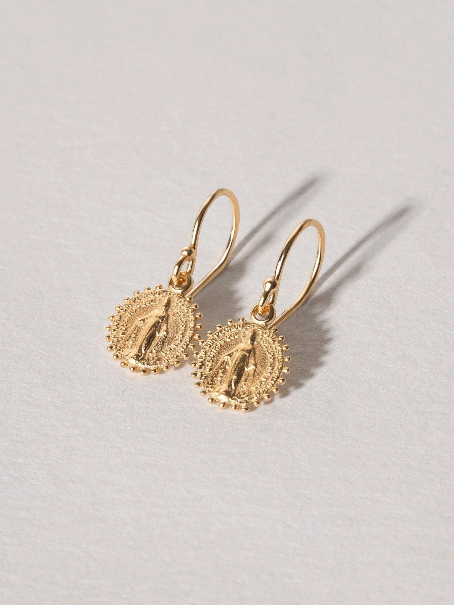 Maria Medallion Dangle Earrings - 24K Gold PlatedBackUpItemsCatholic JewelryLunai Jewelry