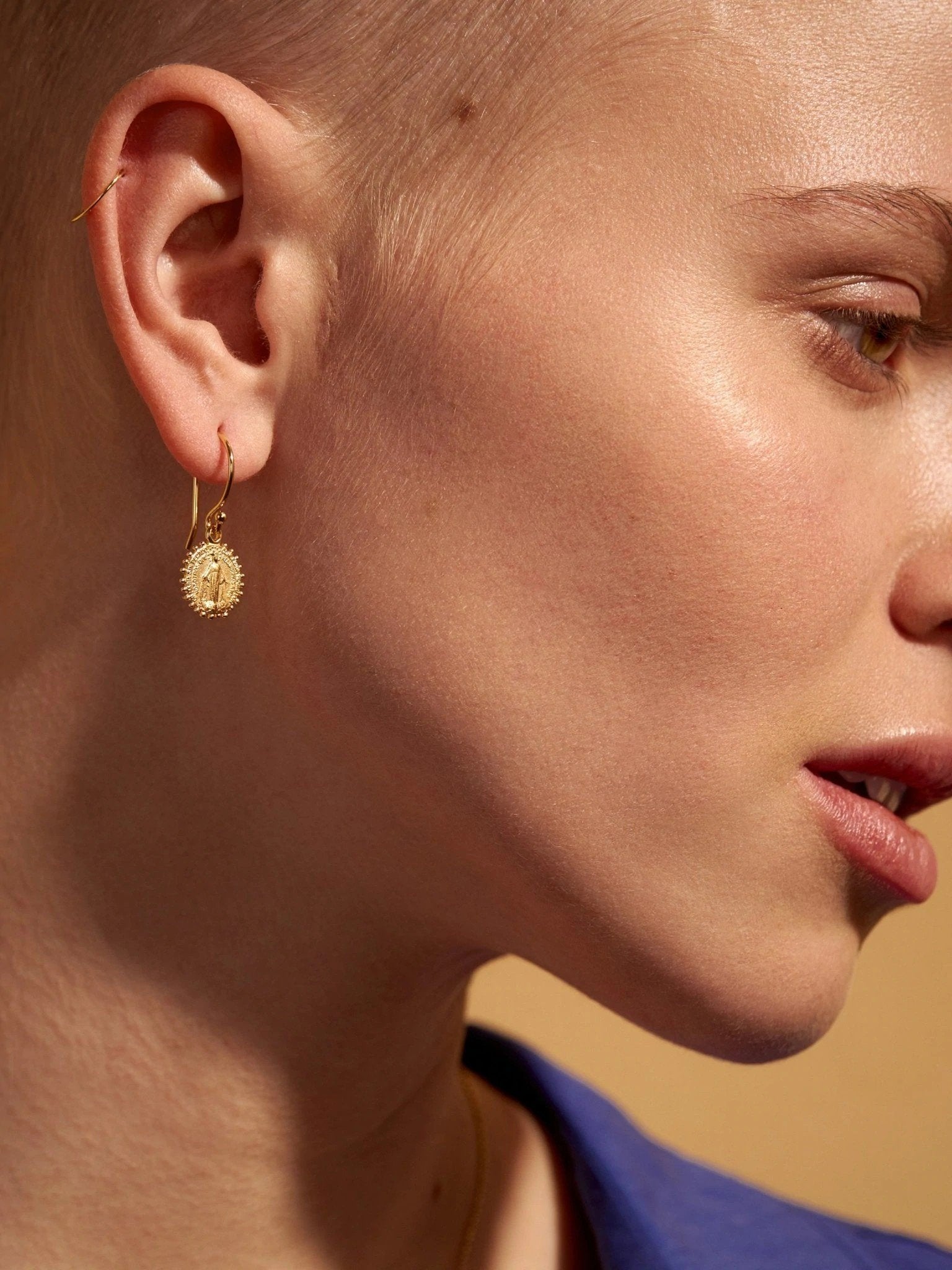 Maria Medallion Dangle Earrings - 24K Gold PlatedBackUpItemsCatholic JewelryLunai Jewelry