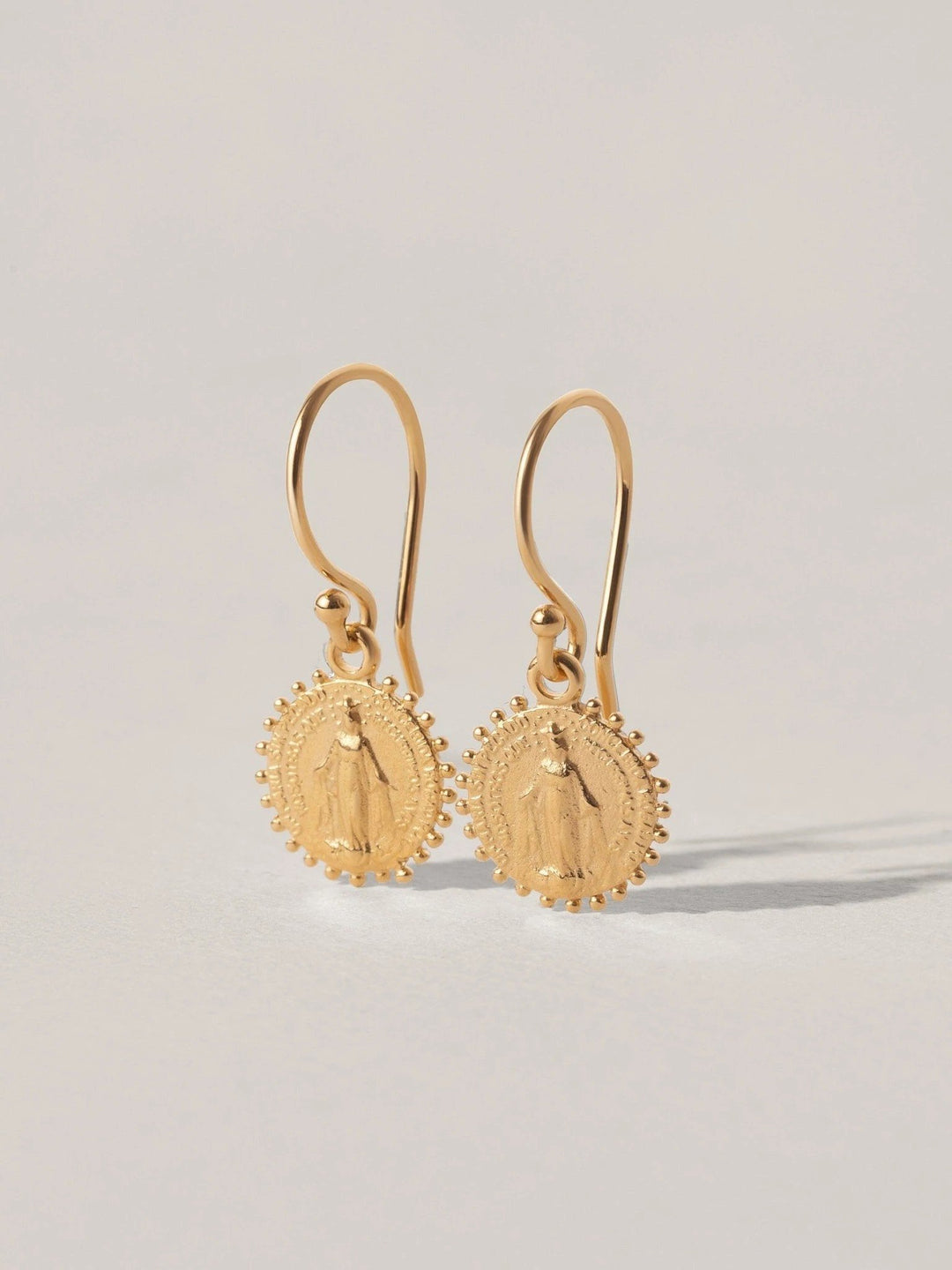 Maria Medallion Dangle Earrings - 24K Gold PlatedBackUpItemsCatholic JewelryLunai Jewelry