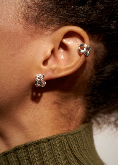 Meel Chunky Hoop Stud Earrings - 925 Silver OxideBackUpItemsChain hoopsLunai Jewelry