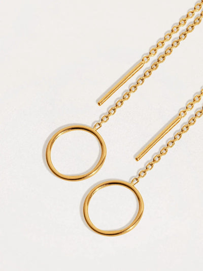 Melania Circle Ear Thread - 24K Gold PlatedBackUpItemsBest Friend GiftLunai Jewelry