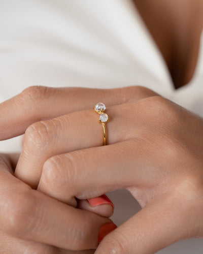 Moonstone Double Gemstone Ring - 24K Gold Vermeil5August BirthstoneBackUpItemsLunai Jewelry