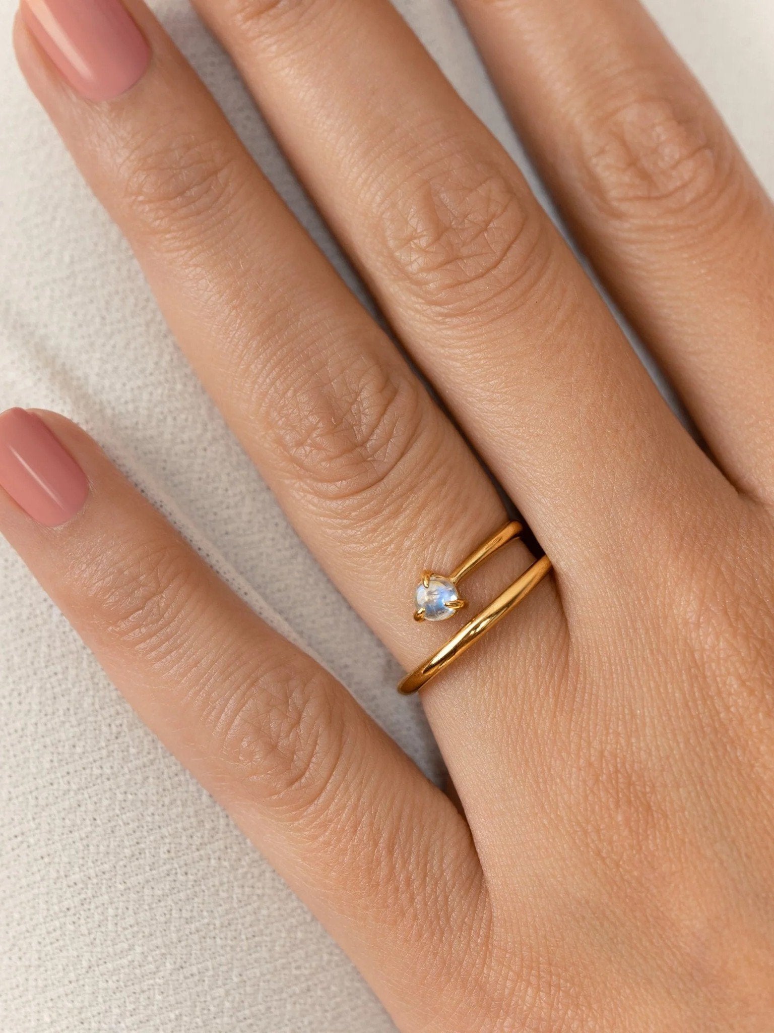 Moonstone Solitaire Ring - 24K Gold Vermeil5BackUpItemsBirthstone RingLunai Jewelry
