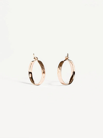 Nanna Hammered Huggie Hoop Earrings - 18k Rose Gold Plated MatteankorAnniversary GiftLunai Jewelry
