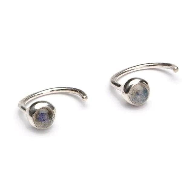 Nieves Moonstone Open Hoop Earrings - 925 Sterling SilverBackUpItemsDainty jewelryLunai Jewelry