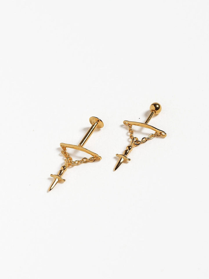 Olly Helix Sword Flat Back Earrings - 24K Gold VermeilScrew Back Ball 18GAbody jewelrycute earringsLunai Jewelry