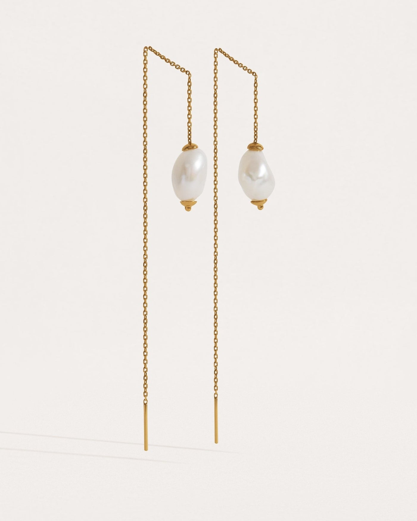 Perla Threader Earrings - 24k Gold PlatedWhite PearlAesthetic JewelryankorLunai Jewelry