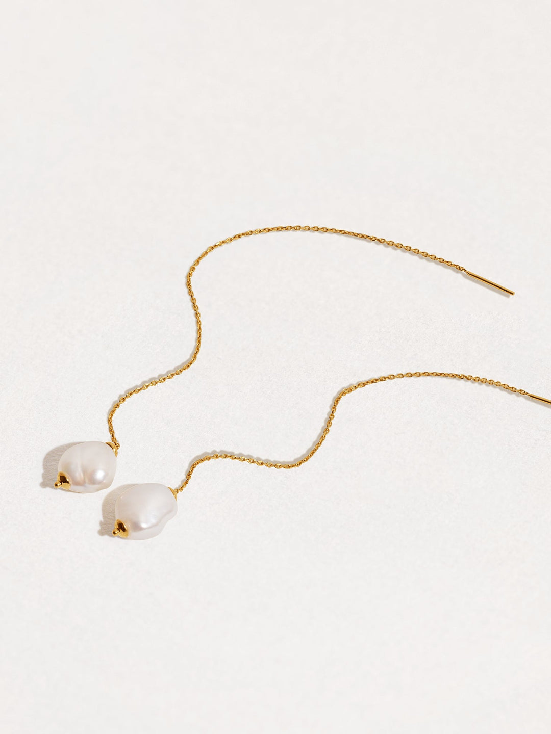 Perla Threader Earrings - 24k Gold PlatedWhite PearlAesthetic JewelryankorLunai Jewelry