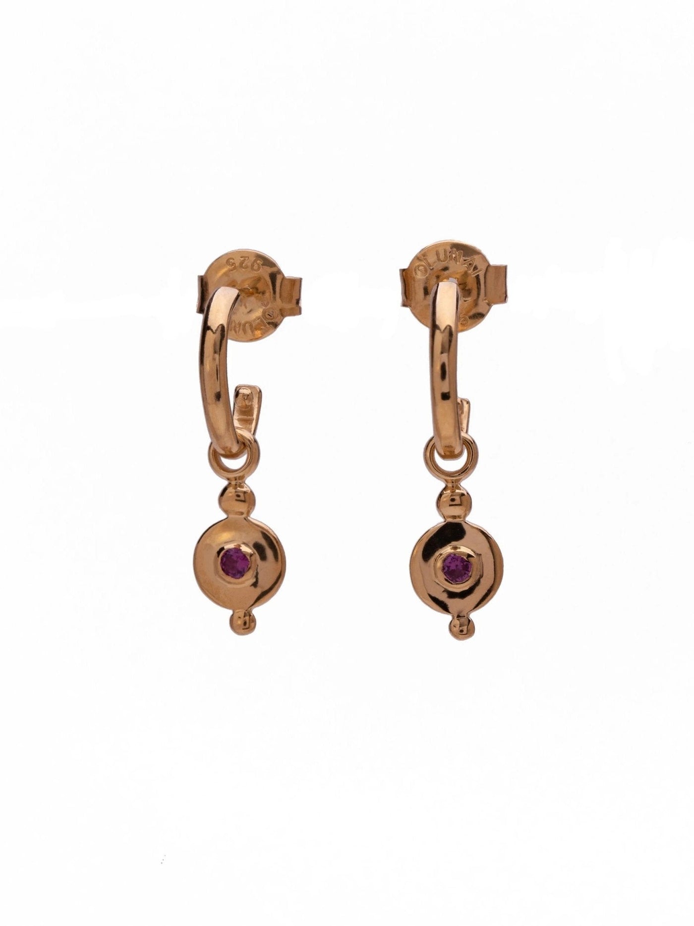 Pipa Small Dangle Hoop Earrings Set - 18k Rose Gold PlatedBlack ZirconBackUpItemsDANGLELunai Jewelry