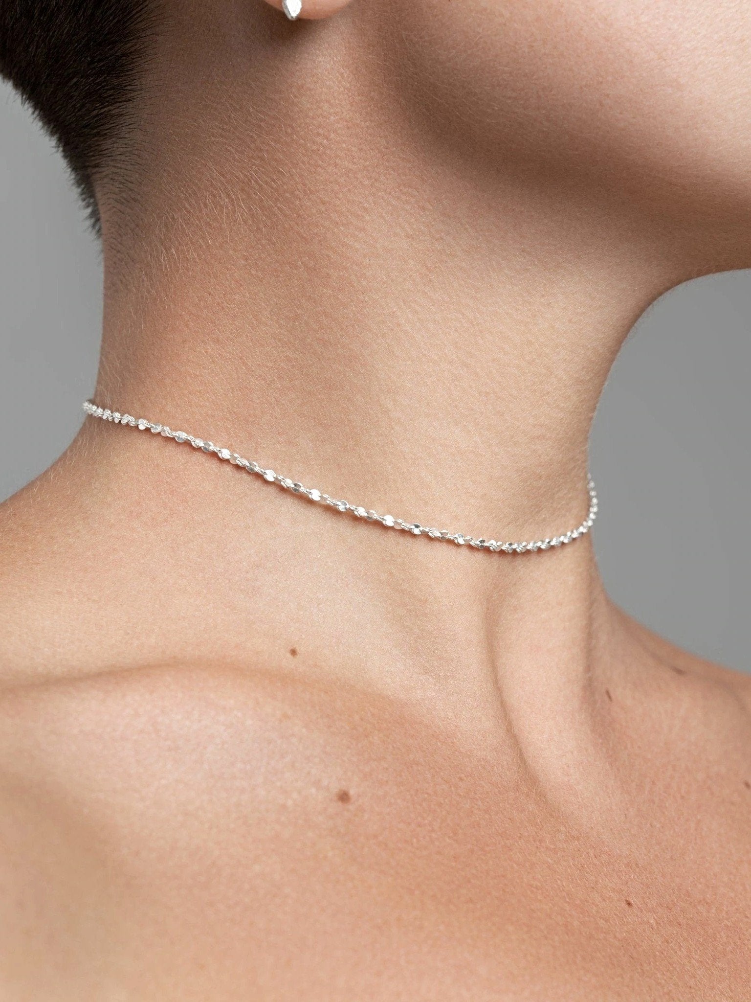 Silver Chain Choker Necklace – Sylvian