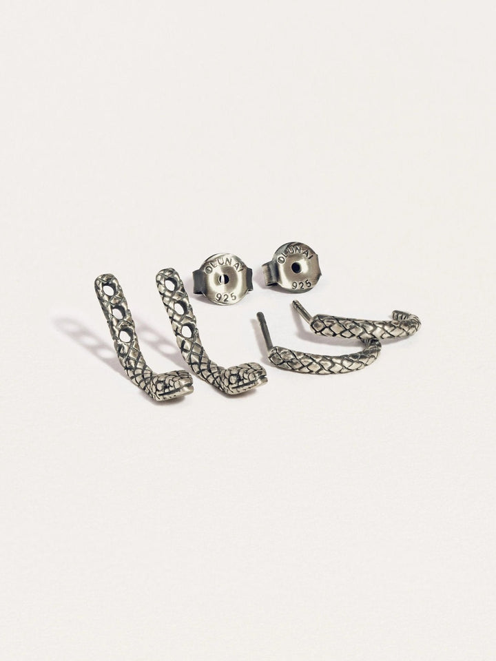 Snake Earrings Sterling Silver Jacket - PairSt Silver OxidizedAnimal EarringsEar JacketsLunai Jewelry