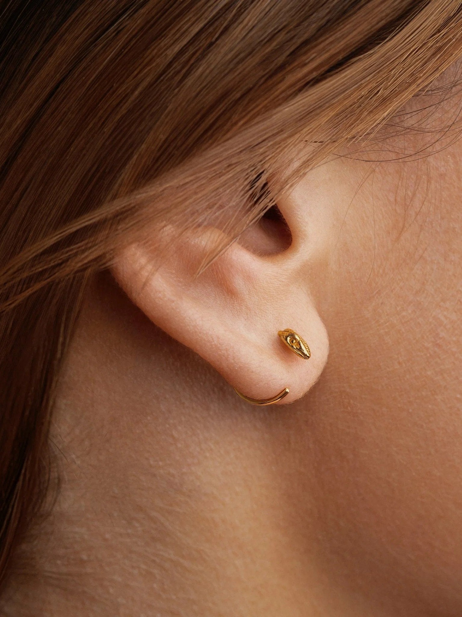 Snake Huggie Earrings - 24K Gold PlatedPair925 silver jewelryAnimal earringsLunai Jewelry