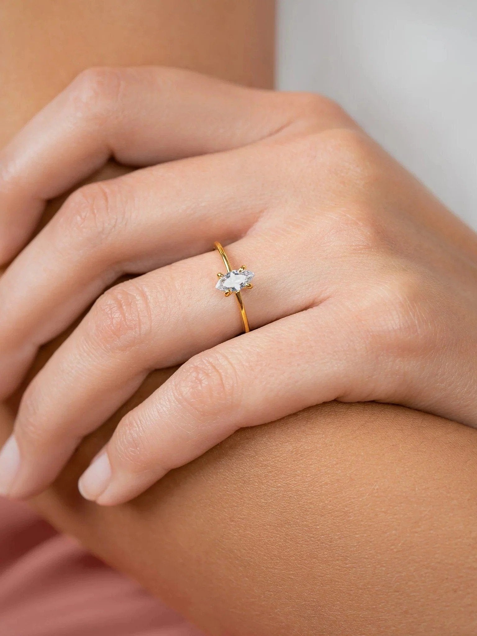 Solitaire Engagement Ring - 24K Gold Vermeil4USAnniversary RingBackUpItemsLunai Jewelry